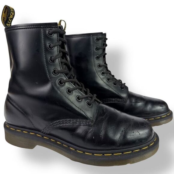 Dr. Martens Doc 1460 Smooth Black Leather Lace Up 8 Eye Boots Women’s 39 / 8 - Picture 2 of 12